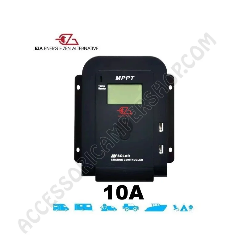 Regolatore Carica Solare EZA LCD MPPT 10A | Accessoricampershop.com