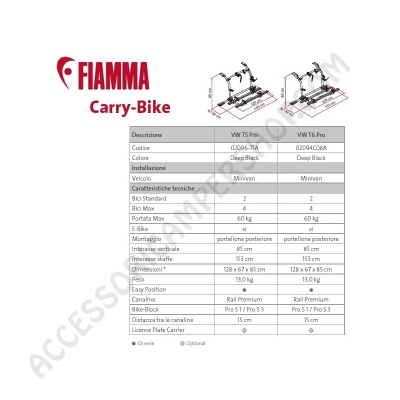 Porta-bici Fiamma Carry-Bike VW T6 Pro Deep Black | Accessoricampershop.com