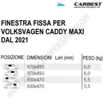 Finestra Scorrevole Carbest VW Caddy Maxi 2021 | Accessoricampershop.com
