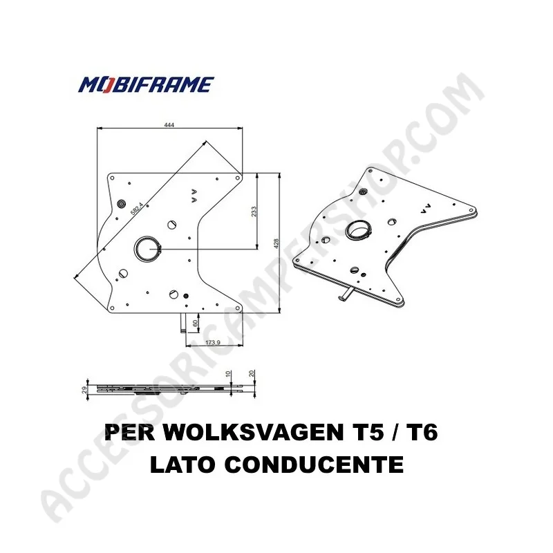 Piastra Girevole Mobiframe per Volkswagen T5/T6 | Accessoricampershop.com