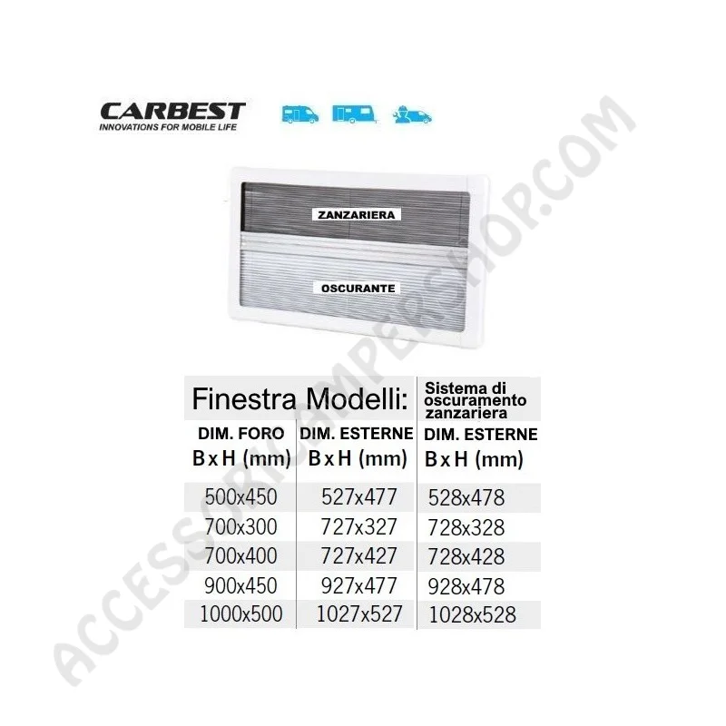 Oscurante Zanzariera Finestra Scorrevole Carbest | Accessoricampershop.com