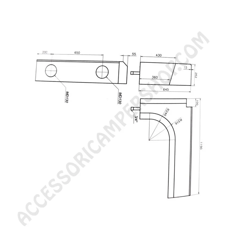 Serbatoio sagomato per passaruta furgoni van lt. 90 | Accessoricampershop.com