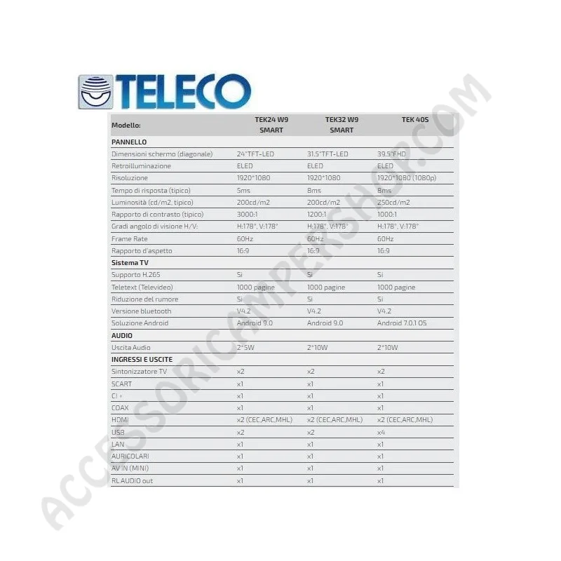 SMART TV 32'' TELECO TEK32W9 per Camper | Accessoricampershop.com