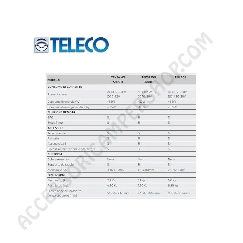 SMART TV 32'' TELECO TEK32W9 per Camper | Accessoricampershop.com