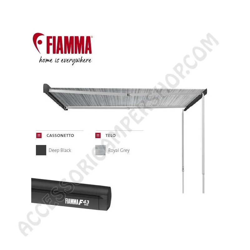 Tendalino Veranda Fiamma F43VAN 300 Deep Black | Accessoricampershop.com