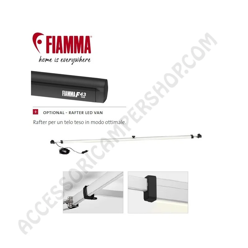 Tendalino Veranda Fiamma F43VAN 300 Deep Black | Accessoricampershop.com