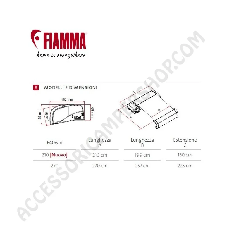 Tendalino F40VAN 270 Deep Black per Minivan | Accessoricampershop.com