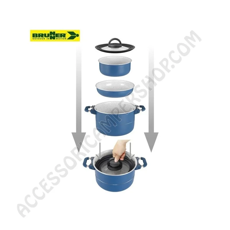 Popote in Alluminio Antiaderente Brunner 7+1 | Accessoricampershop.com