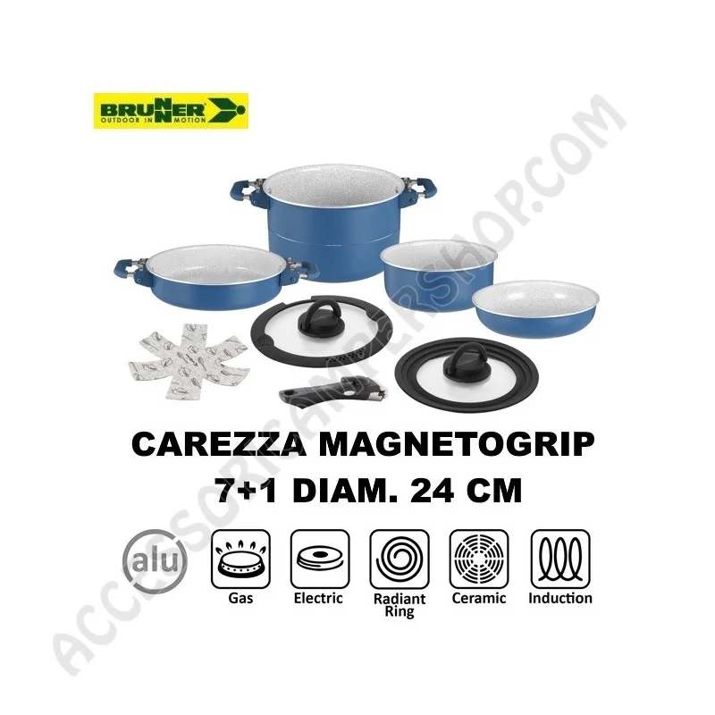 Popote Alluminio Antiaderente Carezza 7+1 Ø 24 | Accessoricampershop.com