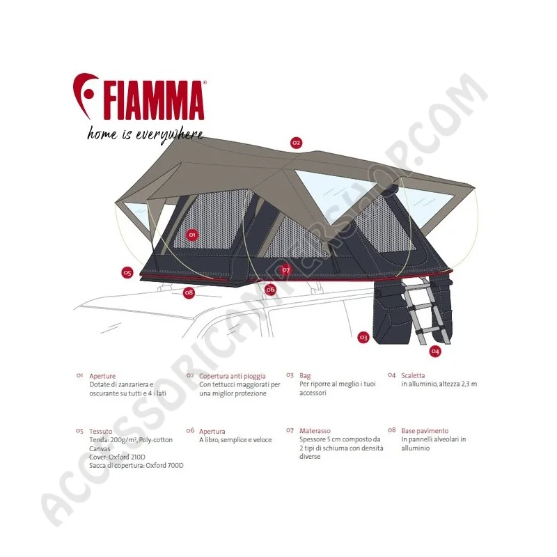 Tenda da tetto Moonlight Tent 140 Fiamma 2024 | Accessoricampershop.com