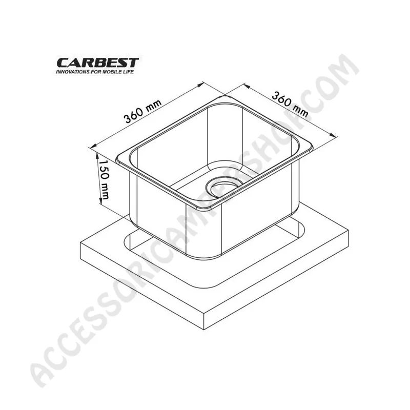 Lavello Carbest Quadrato Inox Opaco | Accessoricampershop.com
