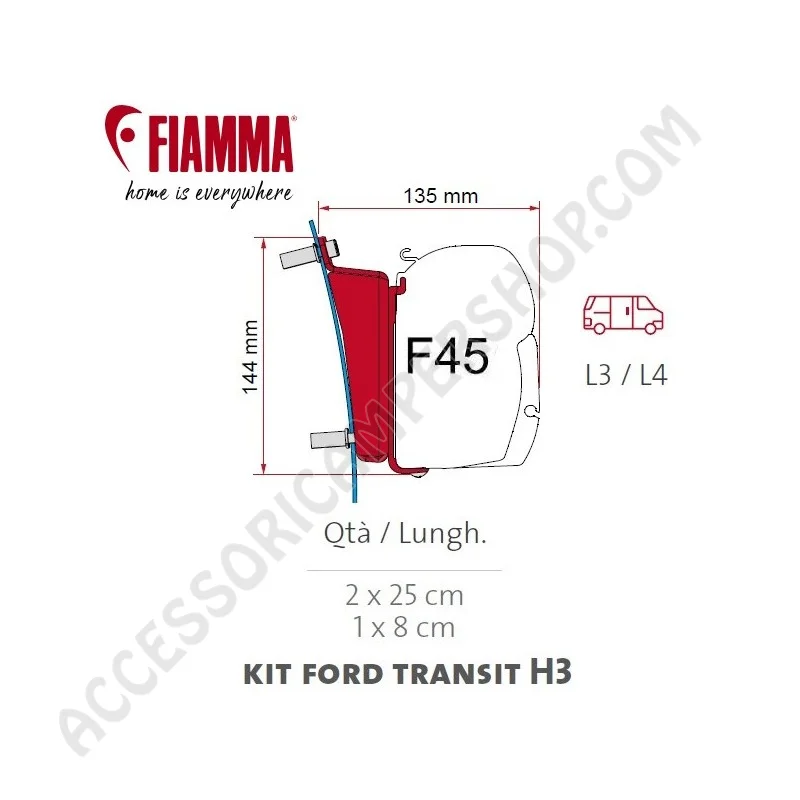 Kit Ford Transit H3 per Tendalini Fiamma F45 | Accessoricampershop.com