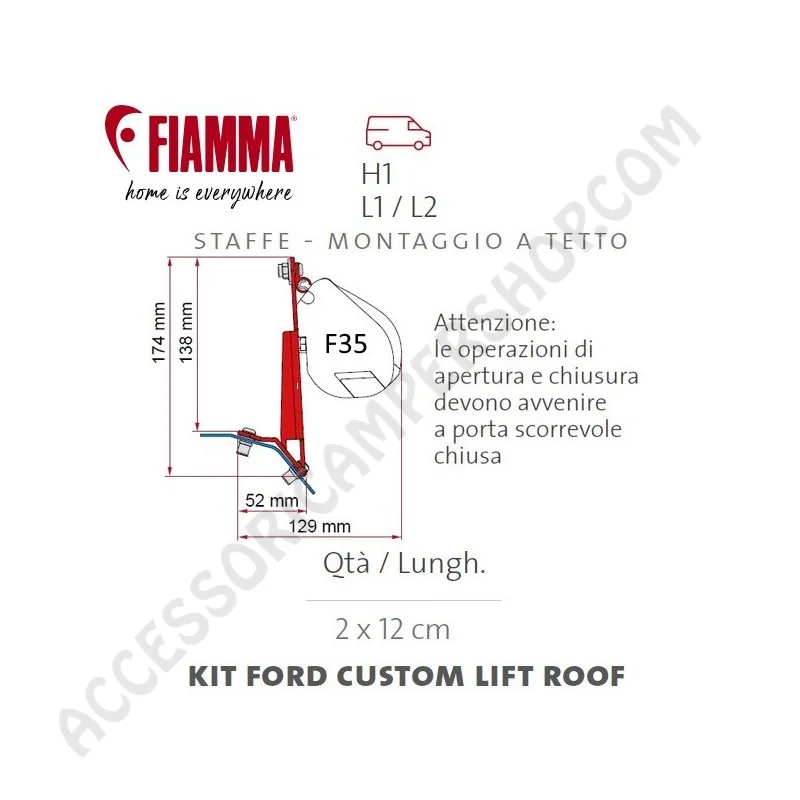 Kit Ford Custom Lift Roof per Tendalini Fiamma | Accessoricampershop.com