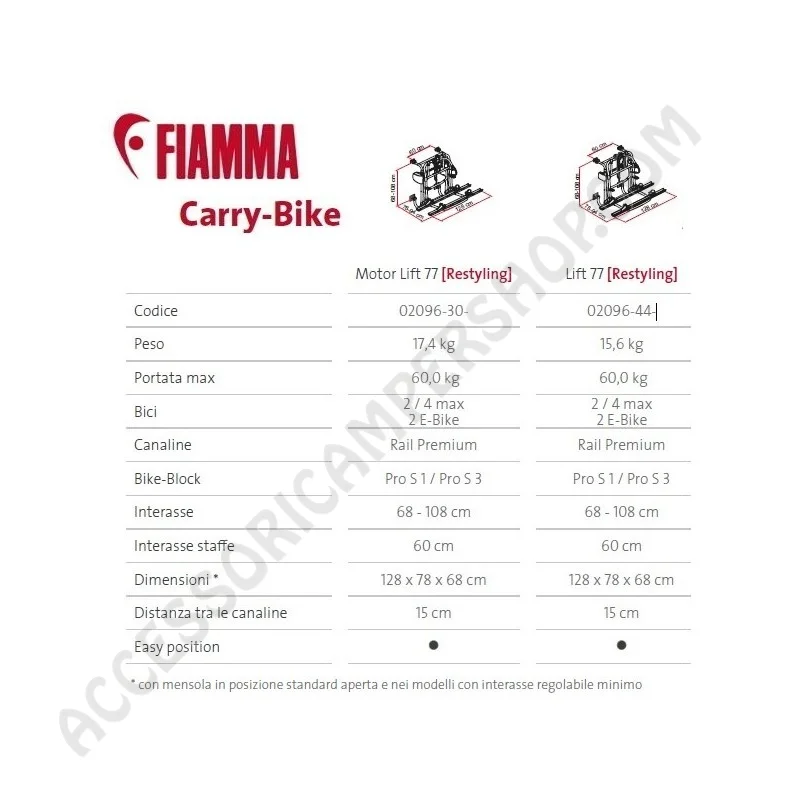 Porta-bici Fiamma Carry-Bike Motor Lift 77 | Accessoricampershop.com