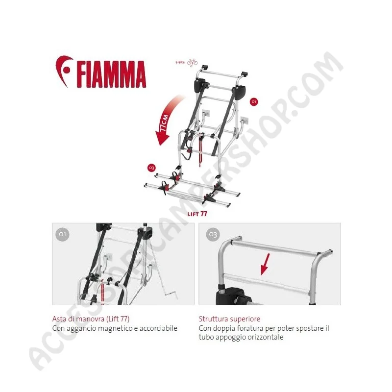 Porta-bici Fiamma Carry-Bike Lift 77 - Novità 2024 | Accessoricampershop.com