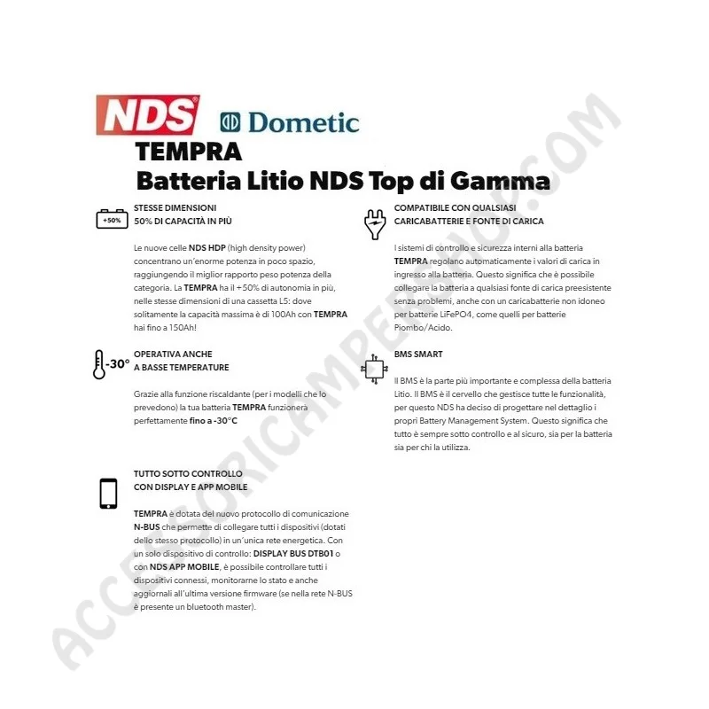 Batteria Litio 100AH TLB 100 NDS Dometic | Accessoricampershop.com