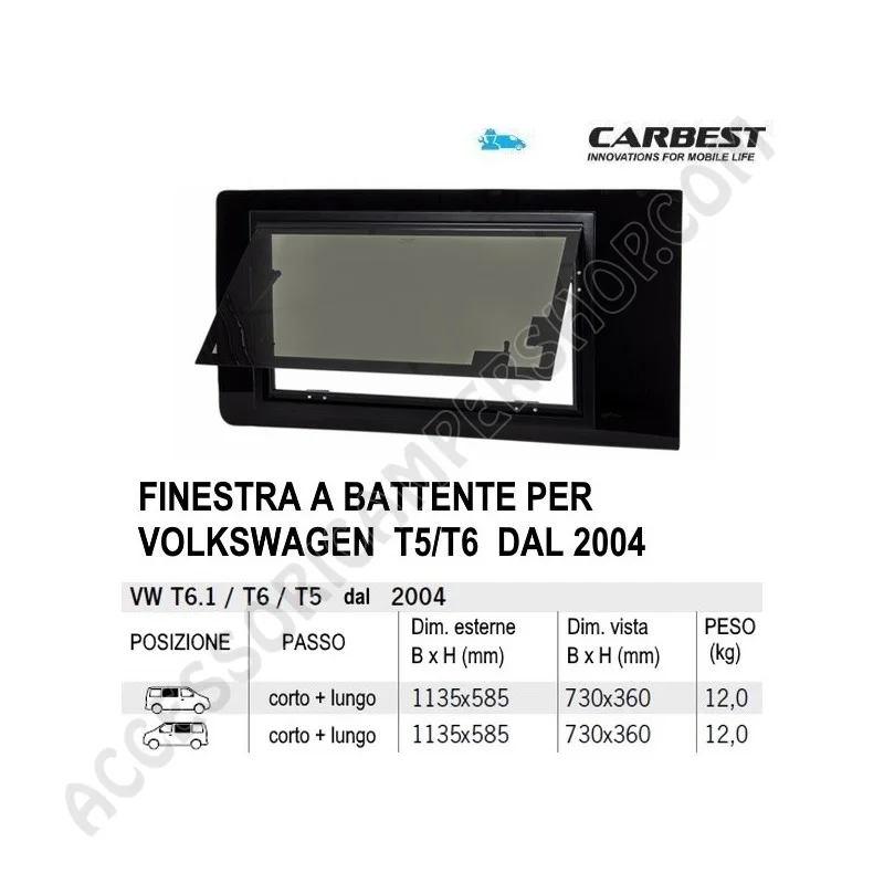 Finestra A Battente Carbest per Volkswagen T5/T6 | Accessoricampershop.com