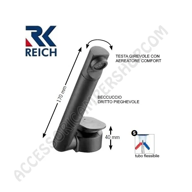 Rubinetto Miscelatore Monocomando Twister E Nero Opaco | Accessoricampershop.com