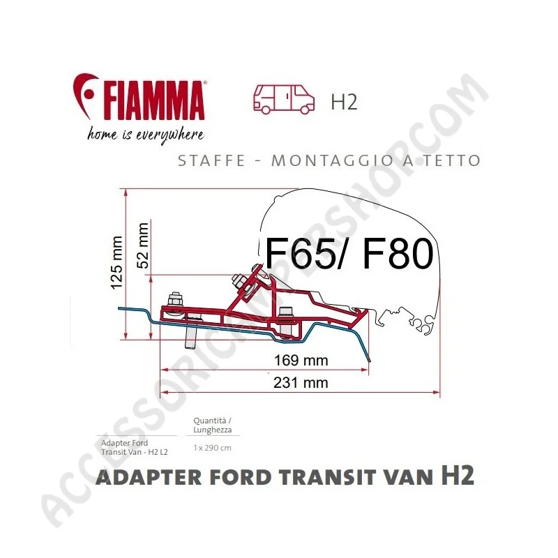 Adapter Ford Transit Van H2 L2 per Tendalino Fiamma | Accessoricampershop.com