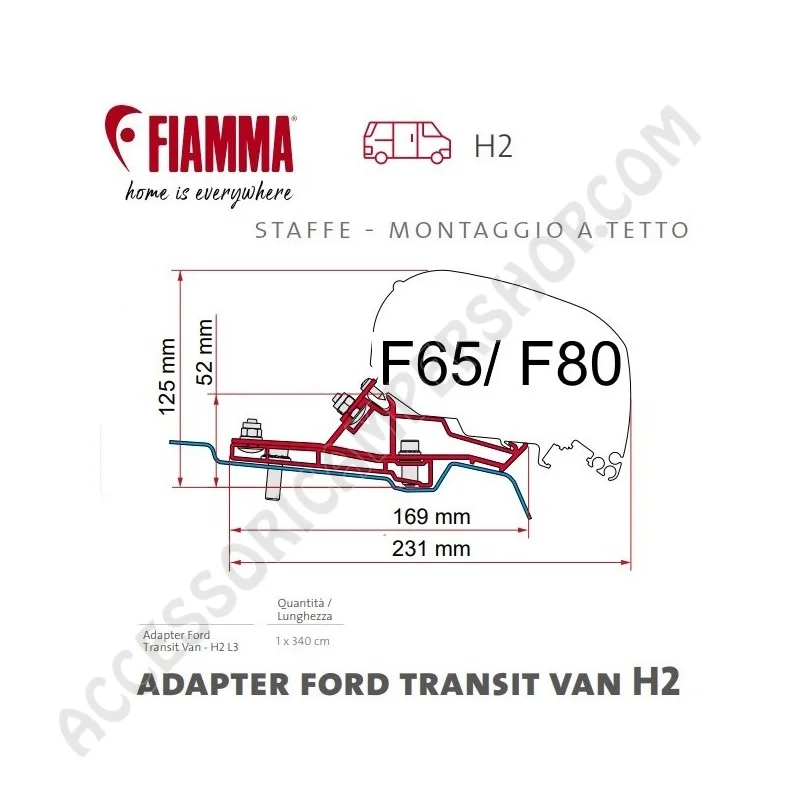 Adapter Ford Transit Van H2 – L3 per Tendalino Fiamma | Accessoricampershop.com