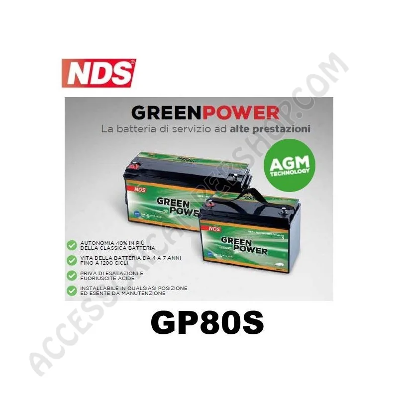 Batteria di Servizio NDS GP80S Green Power 12V 80AH | Accessoricampershop.com