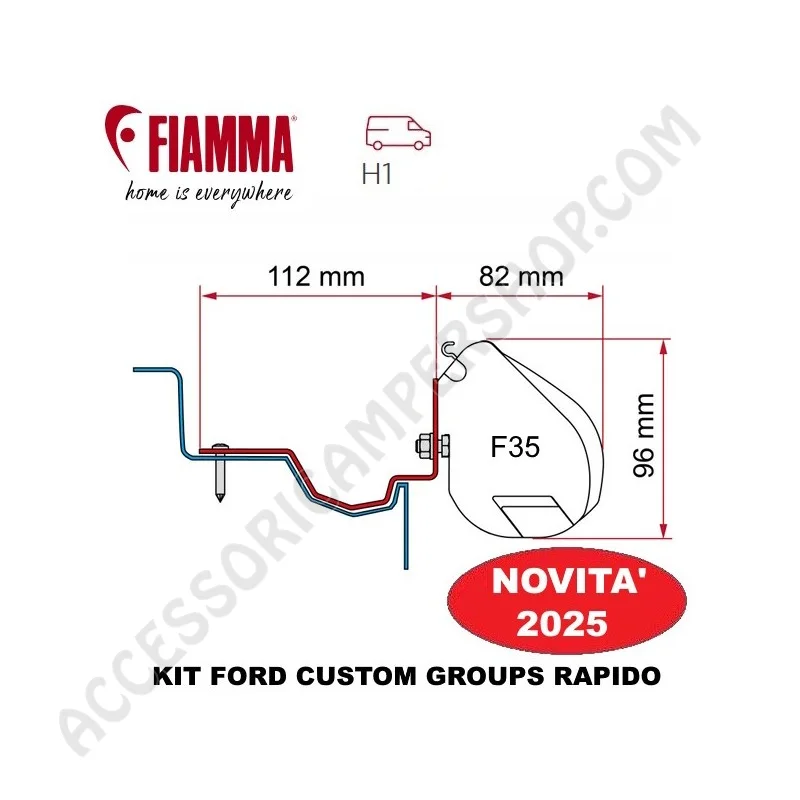 Kit Ford Custom Adattatore Tendalini Fiamma F35 Pro | Accessoricampershop.com