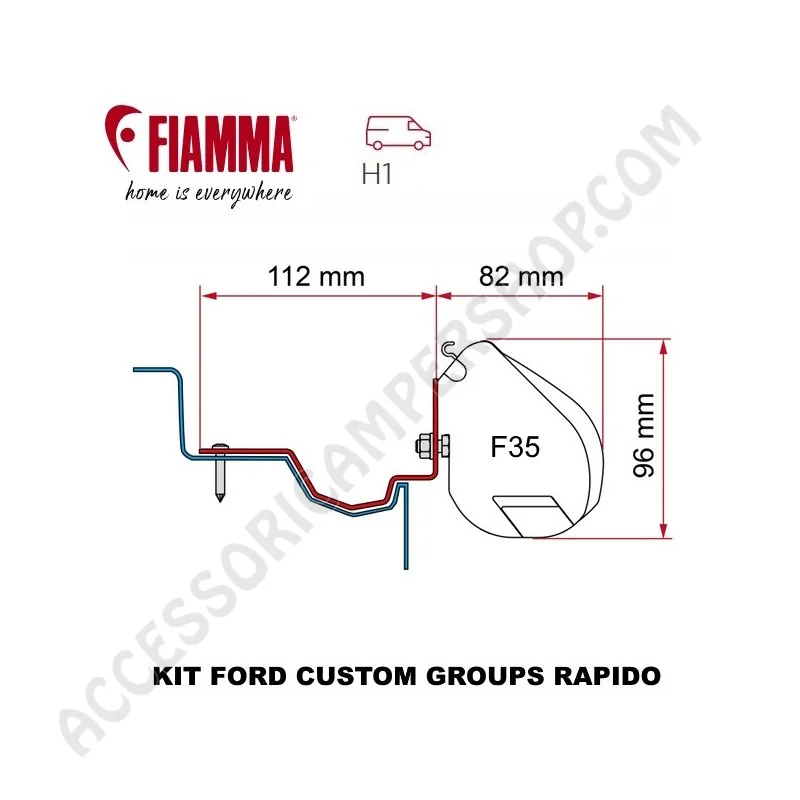 Kit Ford Custom Adattatore Tendalini Fiamma F35 Pro | Accessoricampershop.com
