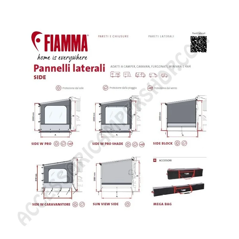 Parete Laterale Tendalini Side Block Fiamma 2024 | Accessoricampershop.com