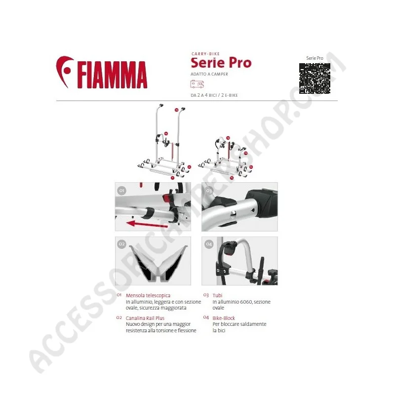 Porta-Bici Fiamma Carry-Bike Pro C N - Deep Black | Accessoricampershop.com