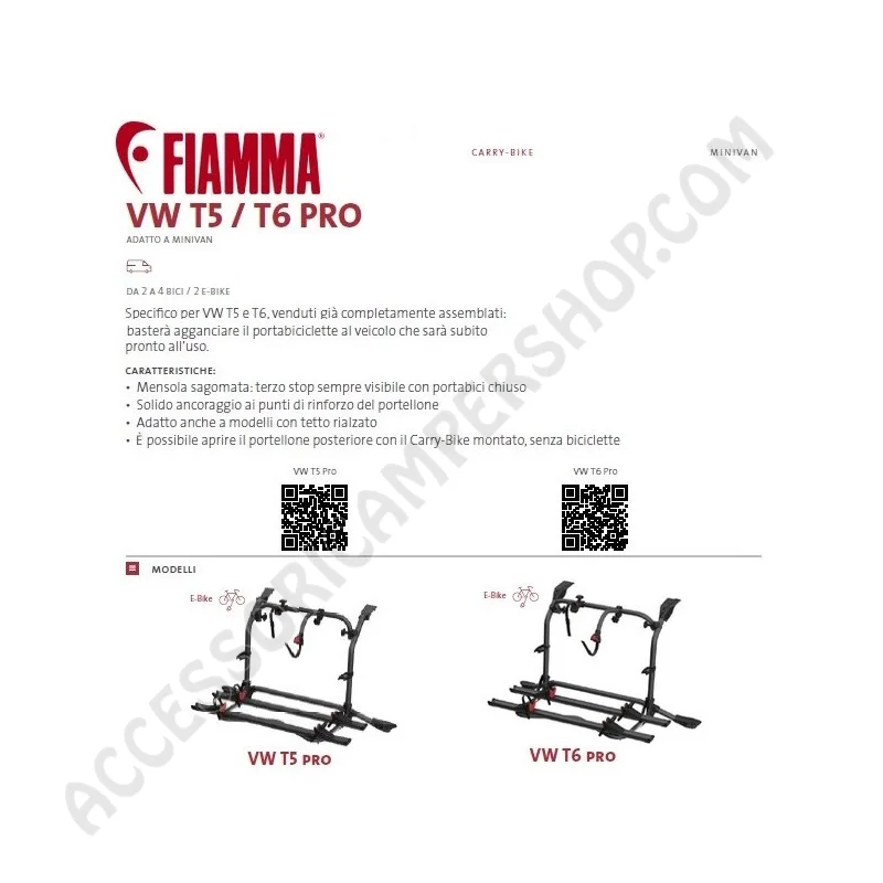 Porta-bici Fiamma Carry-Bike VW T6 Pro Deep Black | Accessoricampershop.com