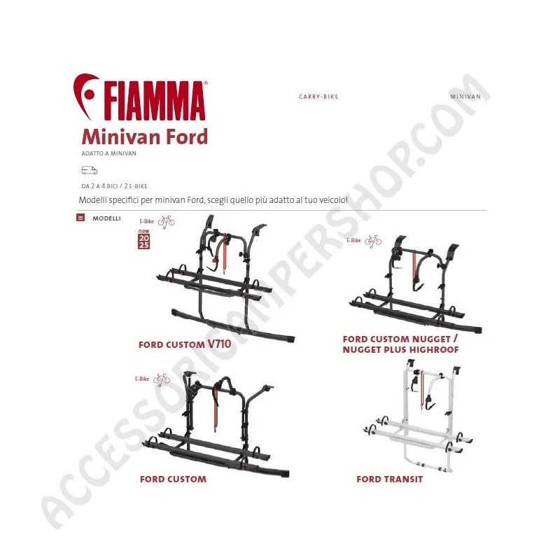 Porta-bici Fiamma Carry-Bike Ford Custom 2025 | Accessoricampershop.com