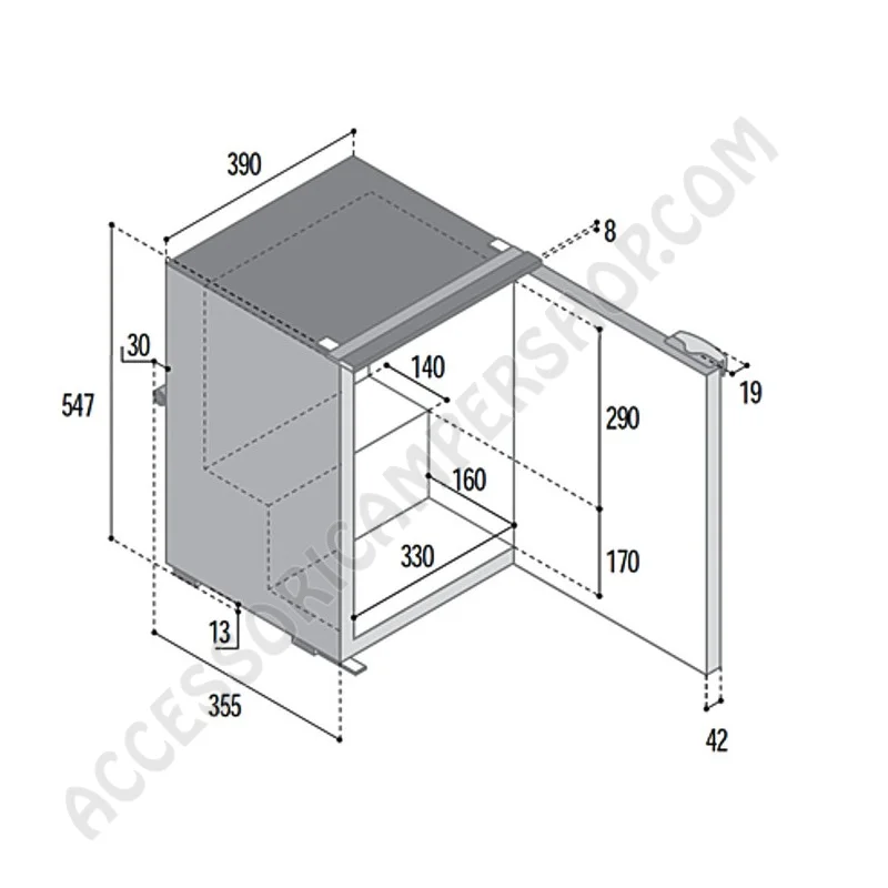 FRIGORIFERO A COMPRESSORE VITRIFRIGO C39I - 39 L - GRIGIO