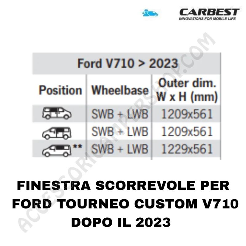 Carbest Vetro Scorrevole Ford V710 | Accessoricampershop.com