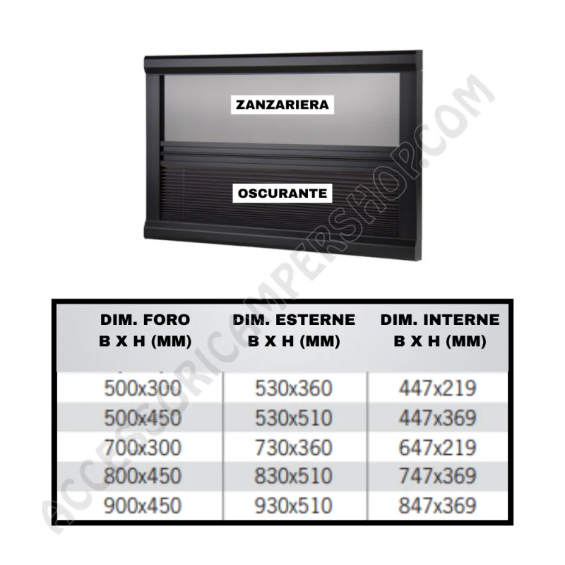 Oscurante Zanzariera Camper | Accessoricampershop.com