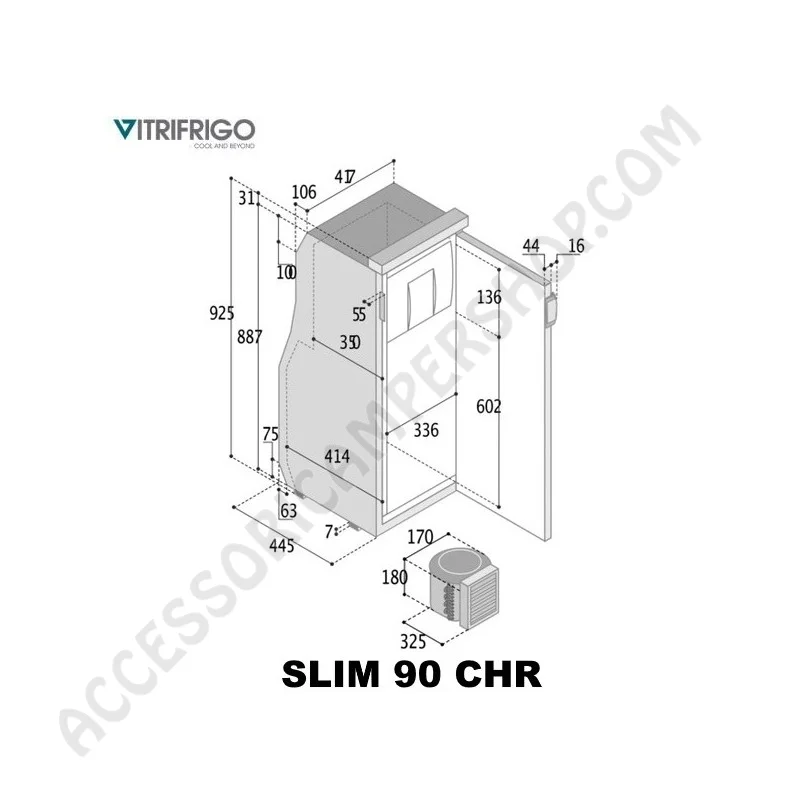 Frigorifero a Compressione Vitrifrigo Slim 90 CHR | Accessoricampershop.com