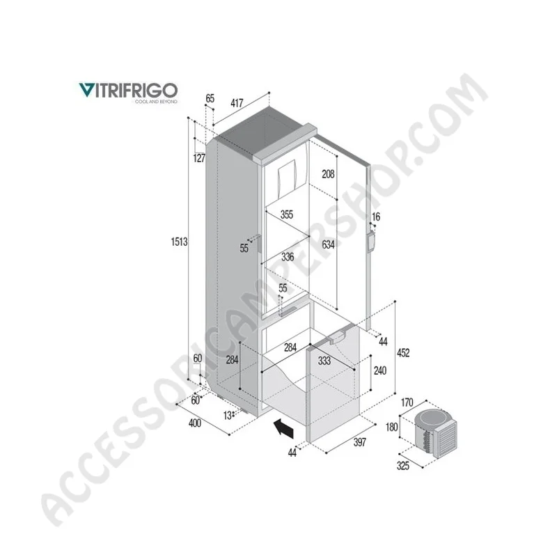 Frigo Vitrifrigo Slim150 140L Nero | Accessoricampershop.com