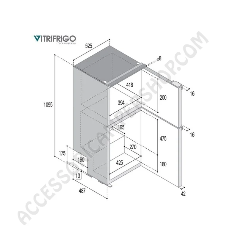 Frigo 150L Nero Vitrifrigo DP150i | Accessoricampershop.com