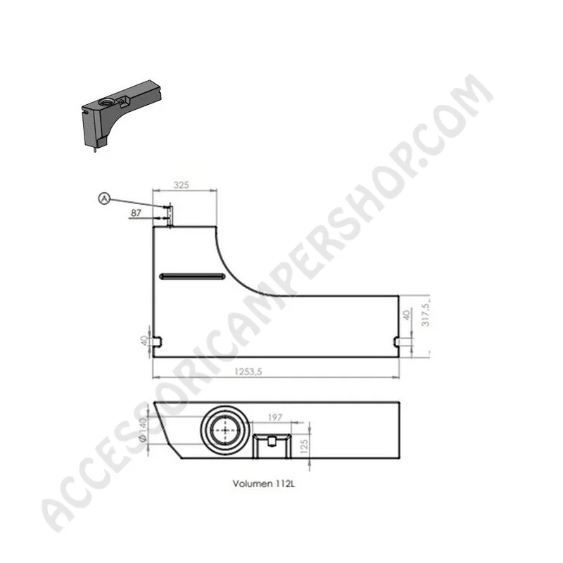 Serbatoio Acqua Passaruota 112L SX | Accessoricampershop.com