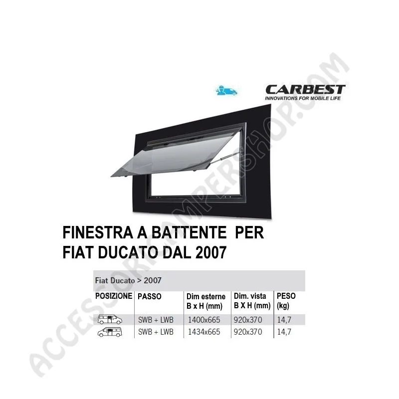 Battente Vetro Carbest Ducato 2007 | Accessoricampershop.com