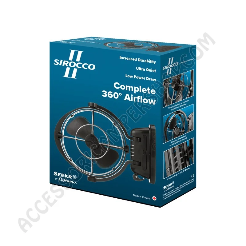 Ventilatore Sirocco II Nero Camper | Accessoricampershop.com
