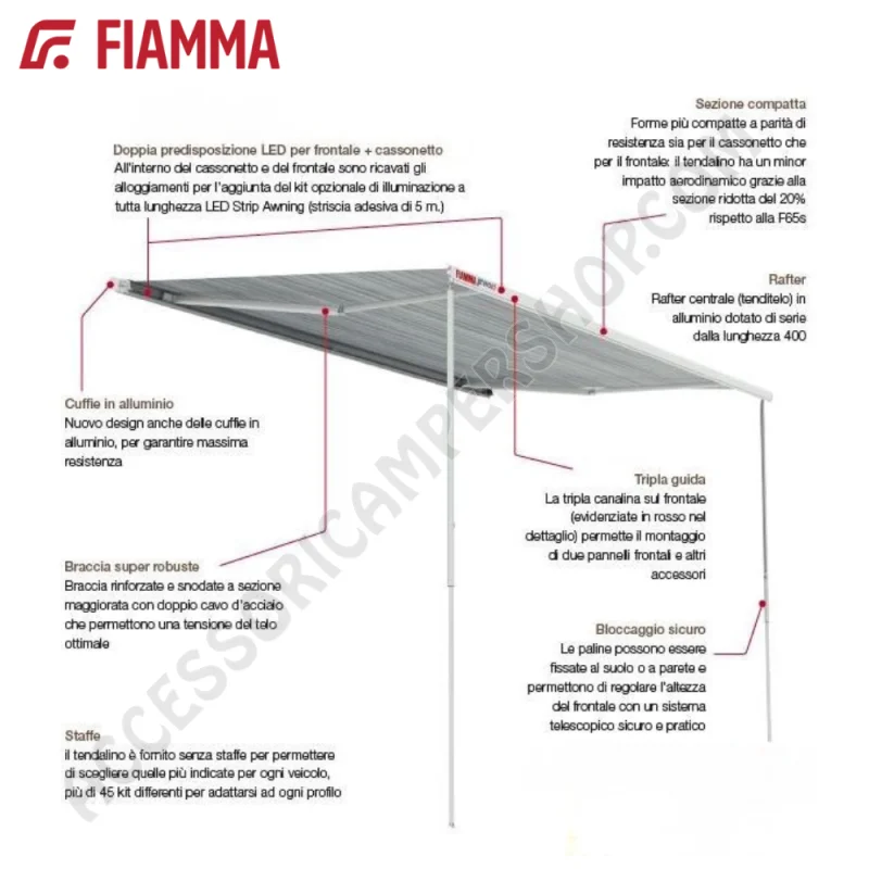 Tendalino Veranda Fiamma F80S Titanium | Accessoricampershop.com