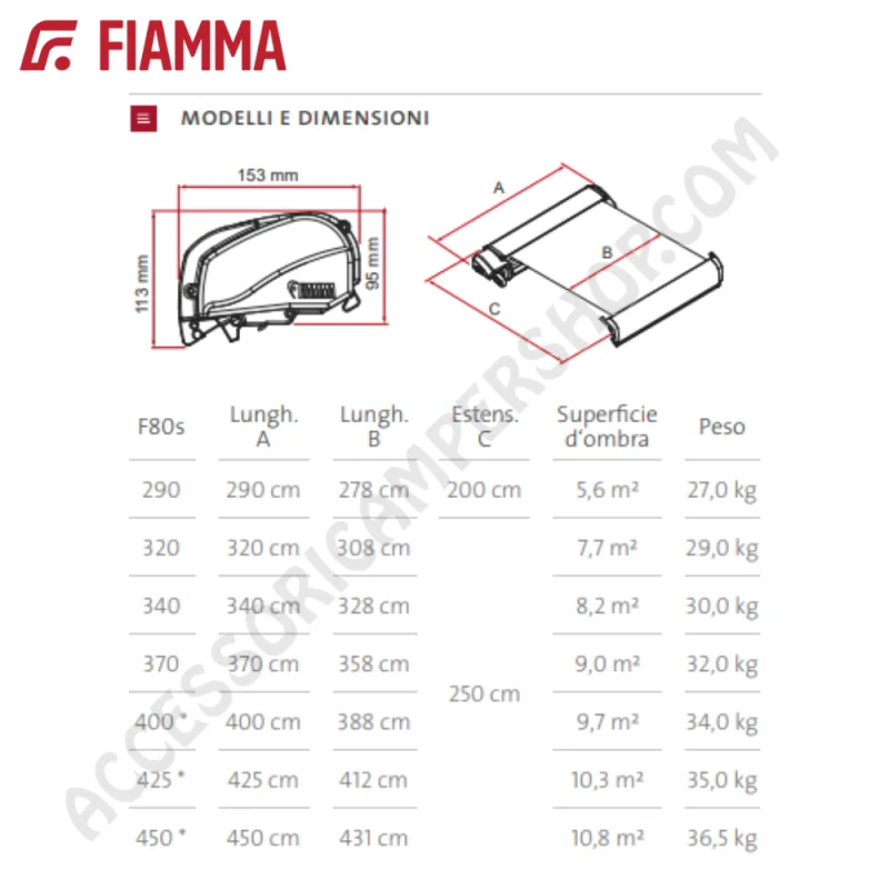 Tendalino Veranda Fiamma F80S Titanium | Accessoricampershop.com