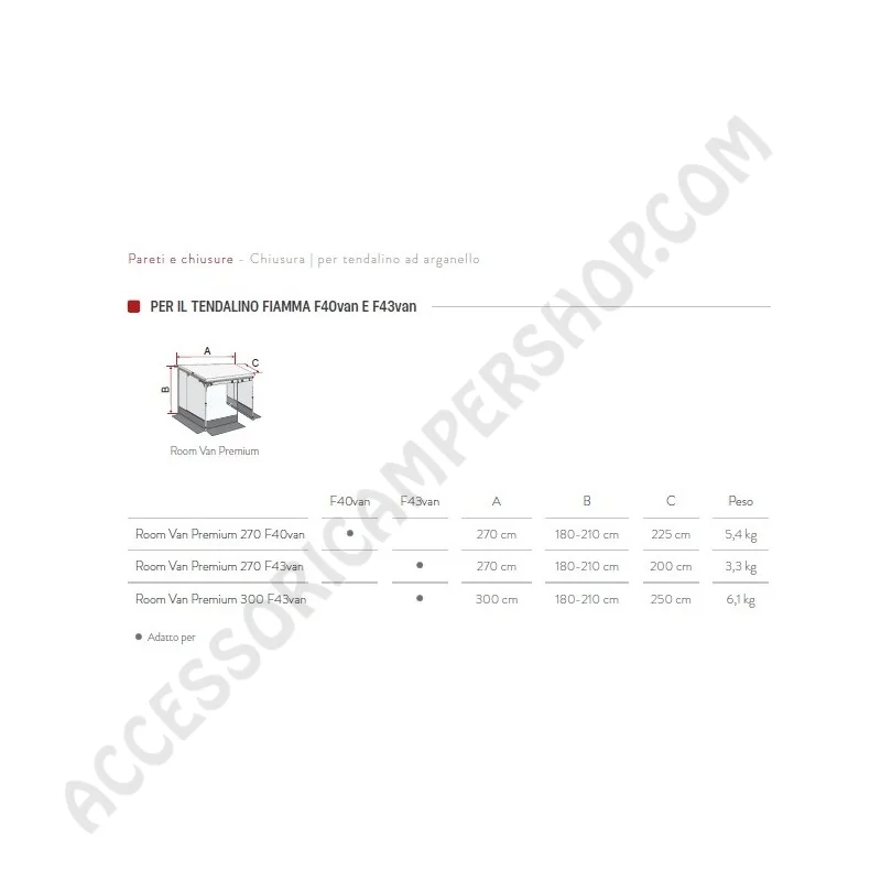 Chiusura Privacy F43VAN 270 Fiamma | Accessoricampershop.com