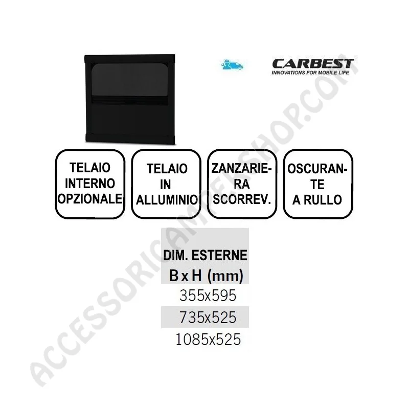 Zanzariera Oscurante Carbest RW | Accessoricampershop.com