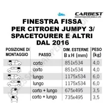 Finestra Fissa Carbest per Citroen Jumpy 3 | Accessoricampershop.com