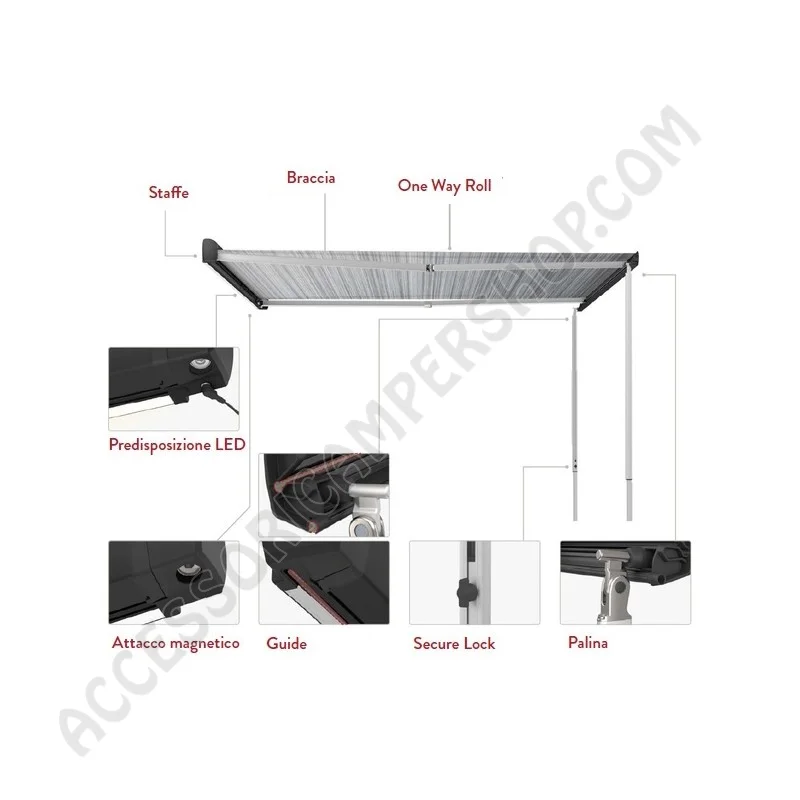 Tendalino Veranda Fiamma 270 Nero | Accessoricampershop.com