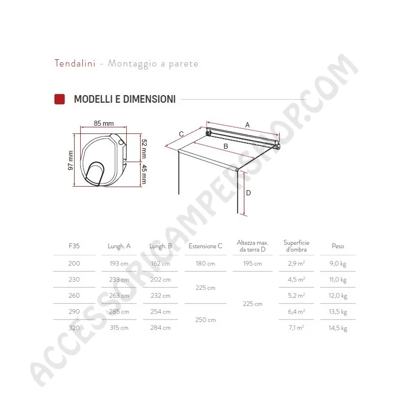 Tendalino Veranda Fiamma F35 | Accessoricampershop.com