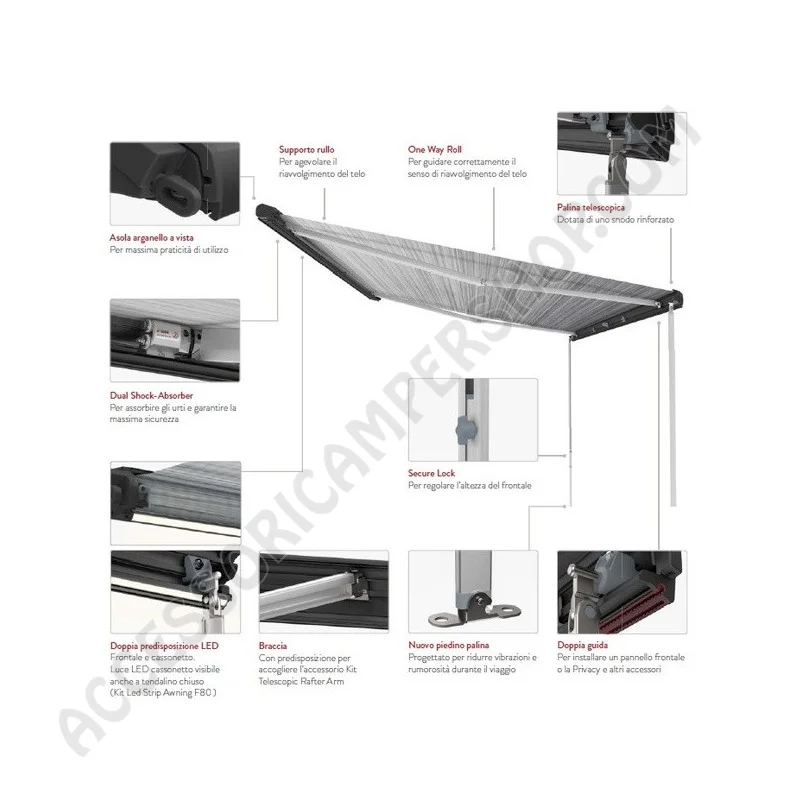 Tendalino Veranda Fiamma F80S Polar White | Accessoricampershop.com