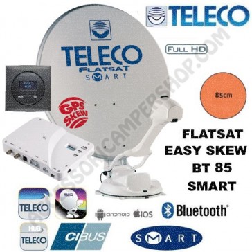 ANTENNA SATELLITARE AUTOMATICA HD TELECO FLATSAT EASY SKEW BT 85 SMART PER CAMPER E CARAVAN