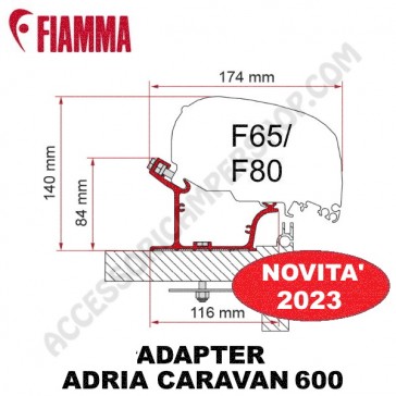 ADAPTER ADRIA CARAVAN 600 OPTIONAL PER TENDALINI FIAMMA F65 e F80 ADATTATORE STAFFE